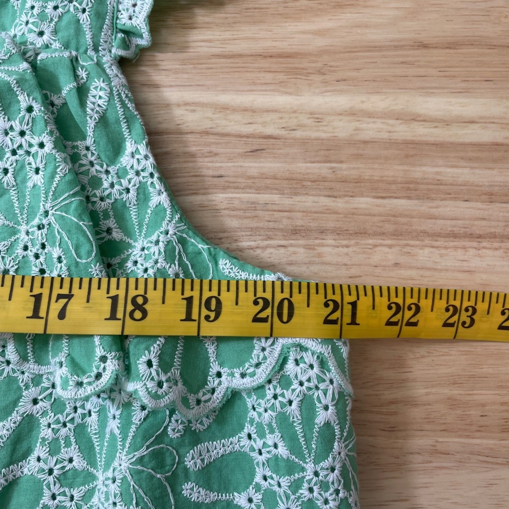 LOFT Womens Green Eyelet Ruffle Square Neck Cotton Blouse XL NWT - Picture 8 of 9